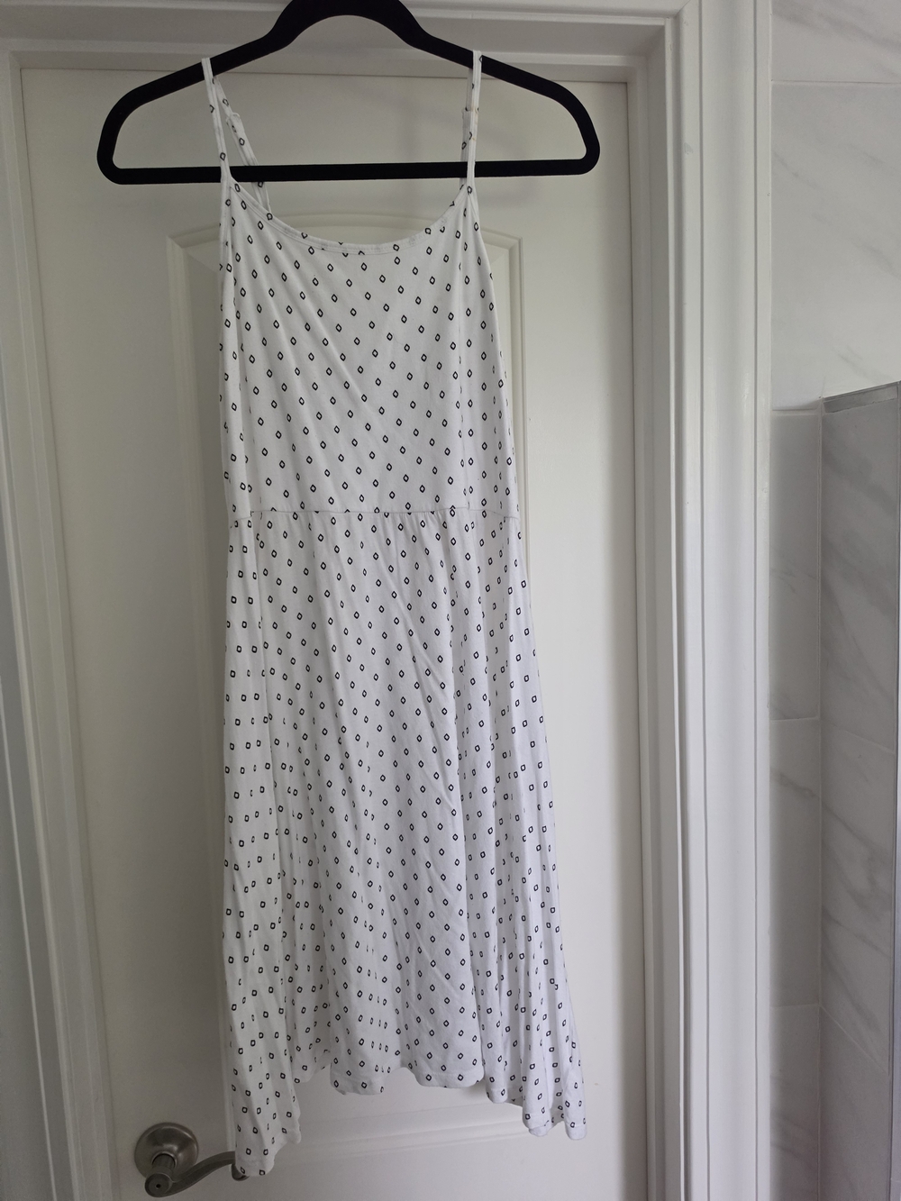 Old Navy White Tank Top with Subtle White Dress With Black Dot Print